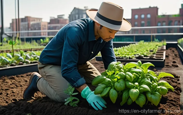 도시농업 유해물질 검사 방법 - **Urban Rooftop Garden's Hidden Story**
    A picturesque urban rooftop garden bathed in warm, late ...