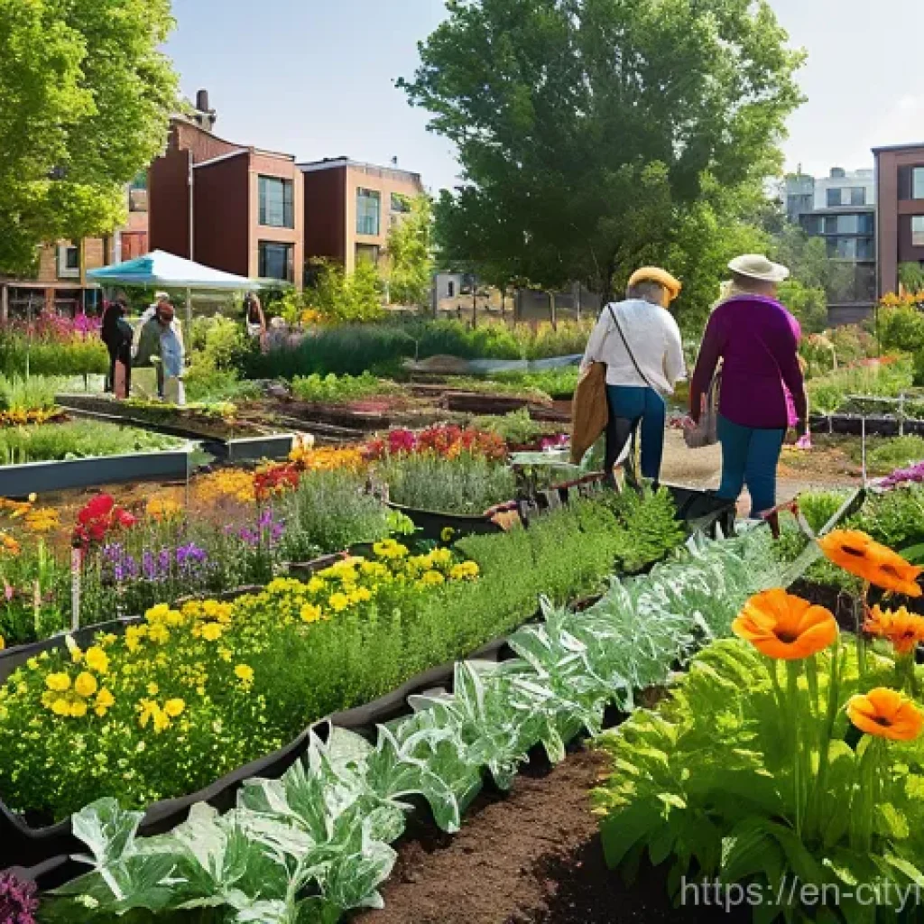 도시농업 커뮤니티와의 협력 - **Prompt 1: A Bustling Community Urban Garden**
    "An aerial wide shot of a vibrant, lush communit...